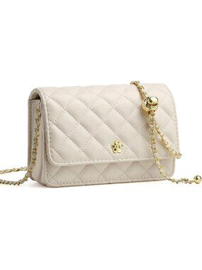 Women’s White PU Leather Crossbody Purse Evening Chain Strap Shoulder Bag